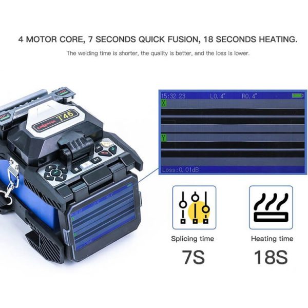 T45 FTTH Fiber Optic Fusion Splicer Machine Core Alignment Fusion Splicing Machine - Image 4